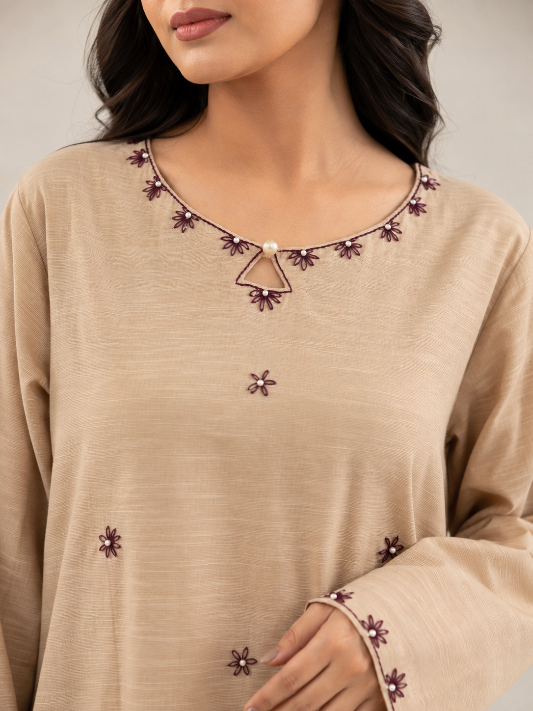 Hand Embroidered Khadar 2-Piece Set