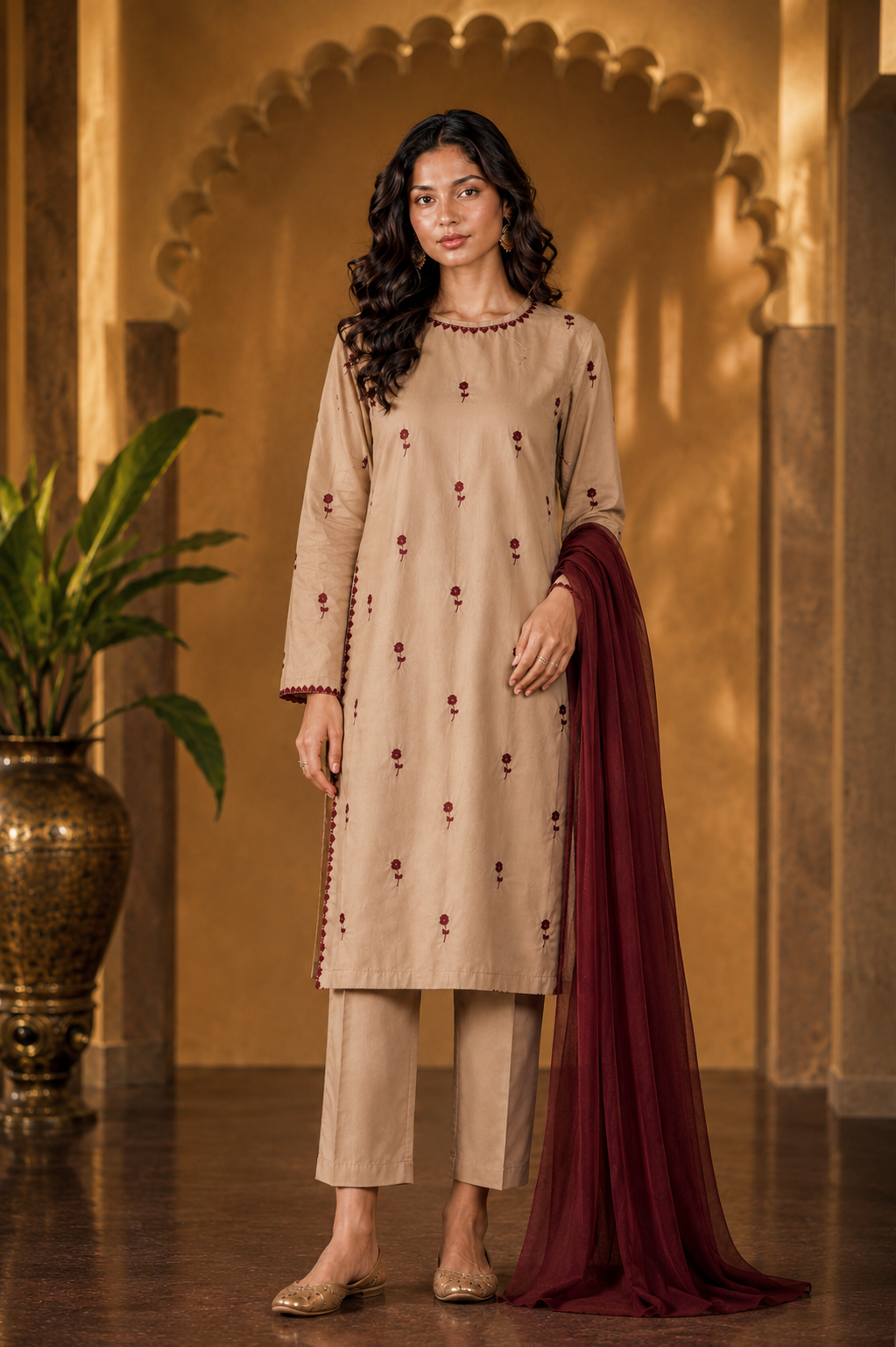 Handmade Daga &amp Moti Embroidered Branded Cotton 3-Piece Suit  Premium Luxury Collection