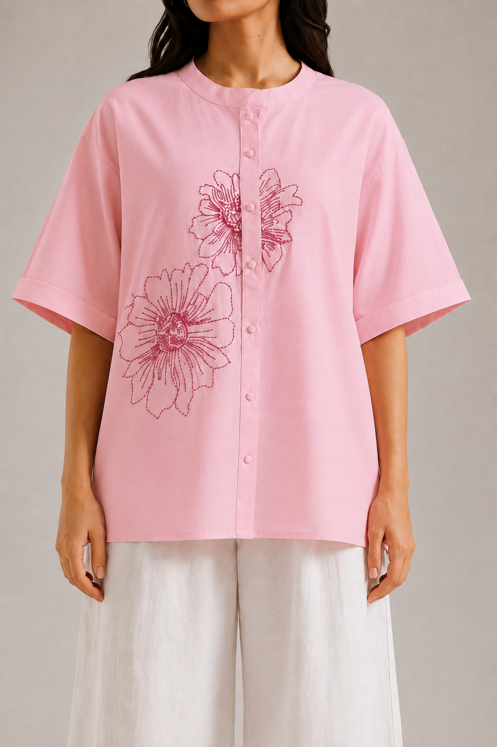 Blush Pink Hand Embroidered Khaddar 2-Piece