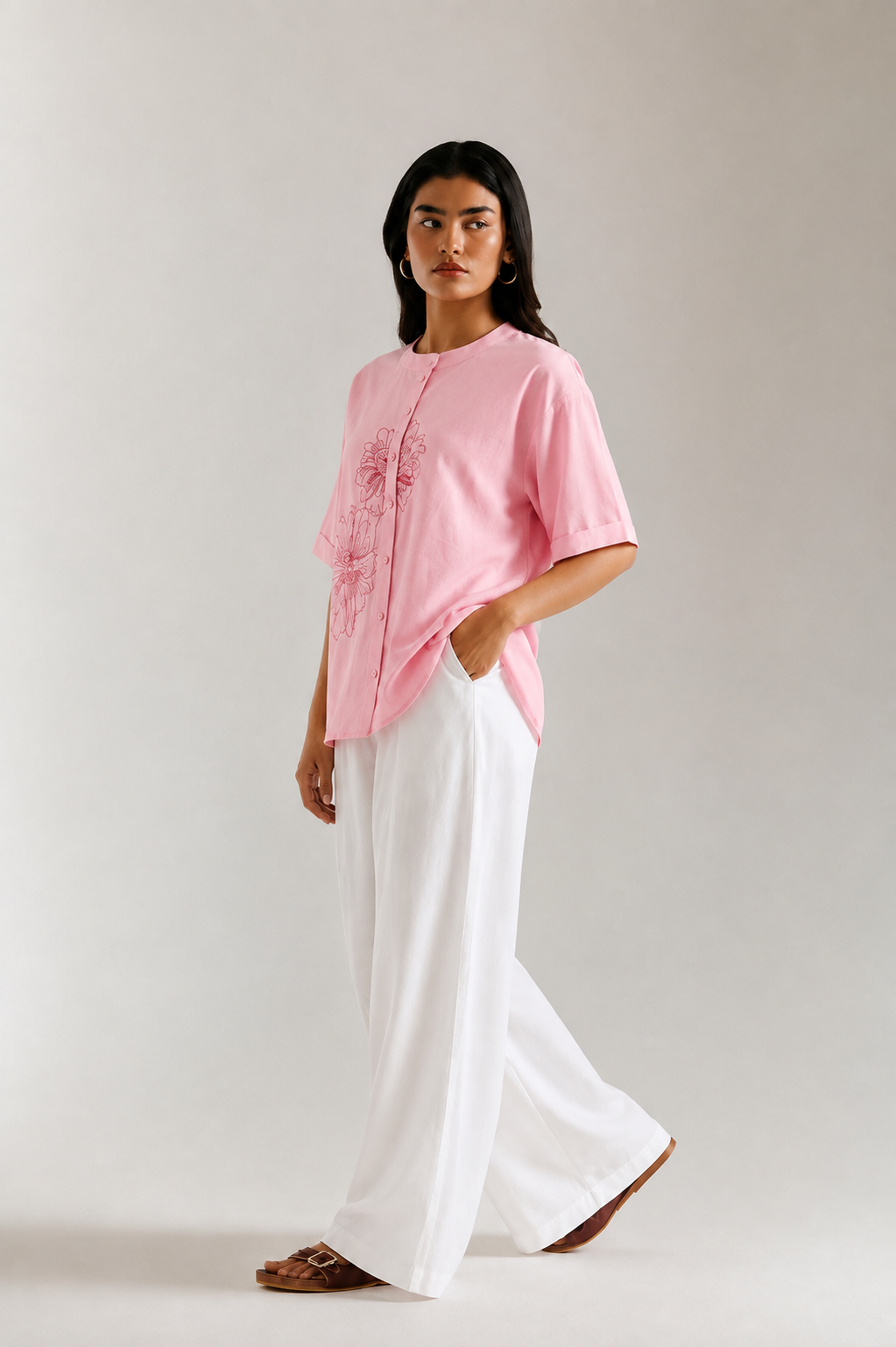 Blush Pink Hand Embroidered Khaddar 2-Piece