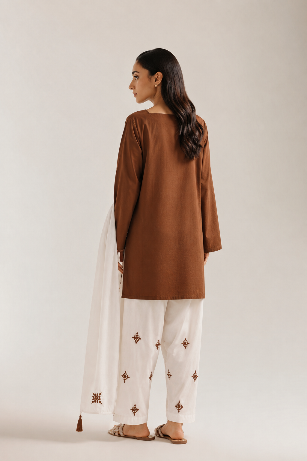 Mocha Luxe Hand Embroidered Premium Lawn 3-Piece